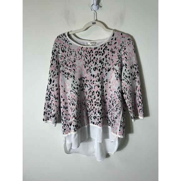 Tyler Boe Pink Black Long Sleeve Open Back Sweater/shirt Sz M - Picture 1 of 3